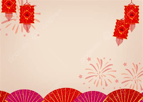 Chinese New Year Simple Background Fan Lantern Fireworks Decoration ...