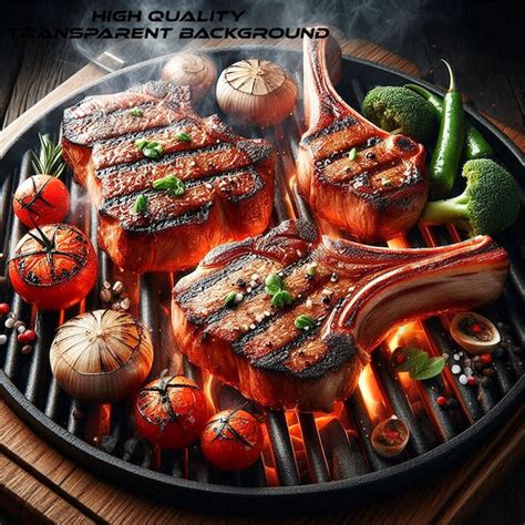 Premium Psd Meat Steak With Grilled Vegetables On A Dark Plate On