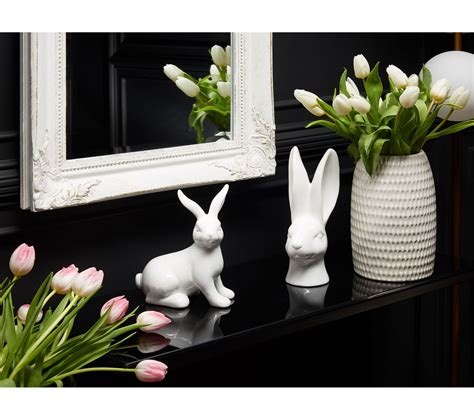 Figurine Décorative En Céramique Tête De Lapin Blanc 26 Cm Guerande