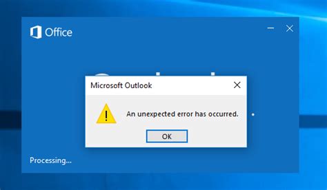 Outlook 2016 Start An Unexpected Error Has Occured Microsoft Community