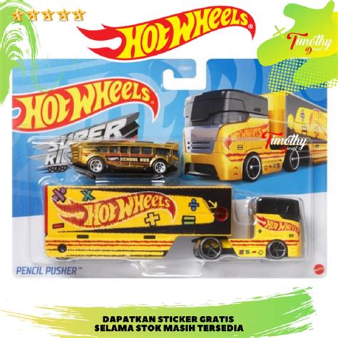 Hot Wheels Super Rigs Truck Pencil Pusher School Bus Gold Original