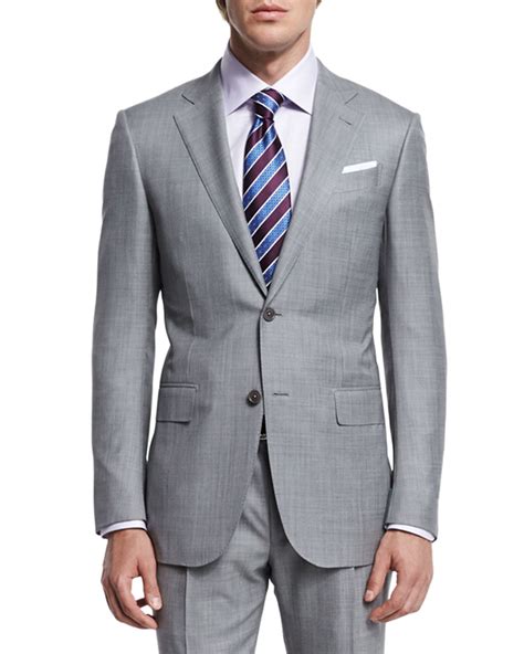 Ermenegildo Zegna Sharkskin Two Piece Trofeo® Wool Suit In Gray For Men