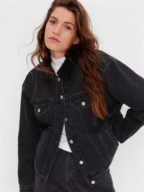 Oversized Icon Denim Sherpa Jacket With Washwell Gap