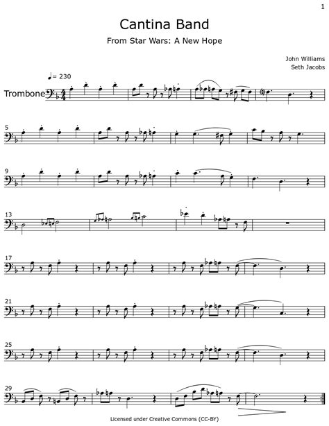 Cantina Band Sheet Music For Trombone