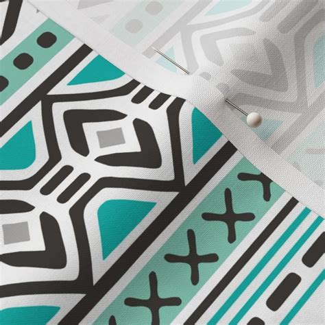 Tribal Aztec Rows In Mint Green Fabric Spoonflower