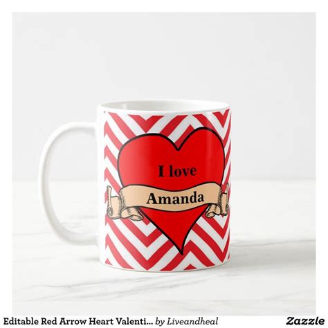 Editable Red Arrow Heart Valentines Day Coffee Mug Coffeetime Mugs