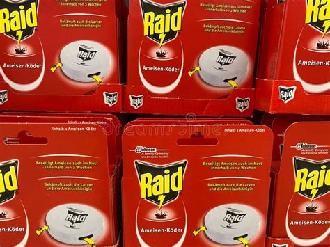 Close Up Of Johnson Raid Ant Bait Boxes In Shelf Of German Supermarket