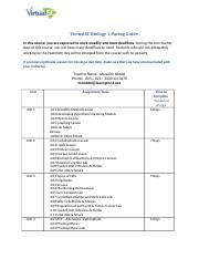 Biology Pacing Guide Docx VirtualSC Biology 1 Pacing Guide In This