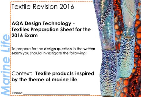 Aqa Gcse Textiles Exam Prep 2016 Booklet Teaching Resources