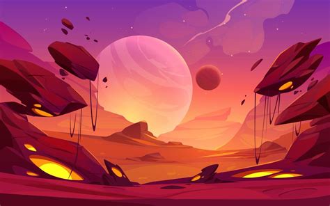 Fantastic landscape of alien planet with rocks 13280618 Vector Art at ...