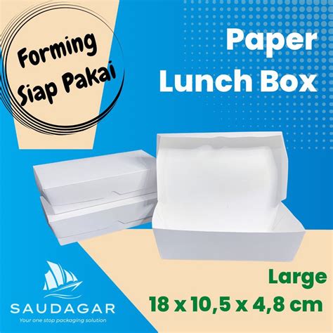 Jual Lunch Box Paper Ivory Putih Kotak Makan Kertas Siap Pakai Large