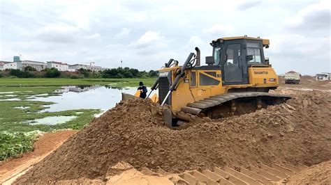 Incredible Skill Operator Bulldozer Pushing Sand Into Water Best