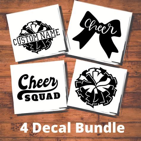 Cheerleader Cheer Sticker Vinyl Decal Bundle Custom Cheer Bow Pom Pom