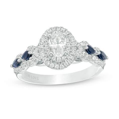 Vera Wang Love Collection 1 CT T W Oval Diamond And Blue Sapphire