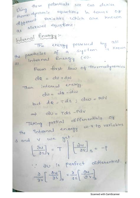 SOLUTION Thermodynamic Potentials And Maxwell S Equations Studypool