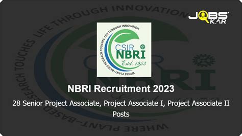 NBRI Recruitment 2023 Walk In For 28 Senior Project Associate Project