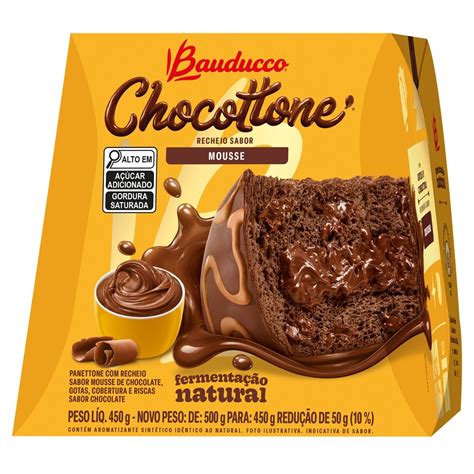 Panettone Chocolate Recheio Mousse Cobertura Chocolate Bauducco