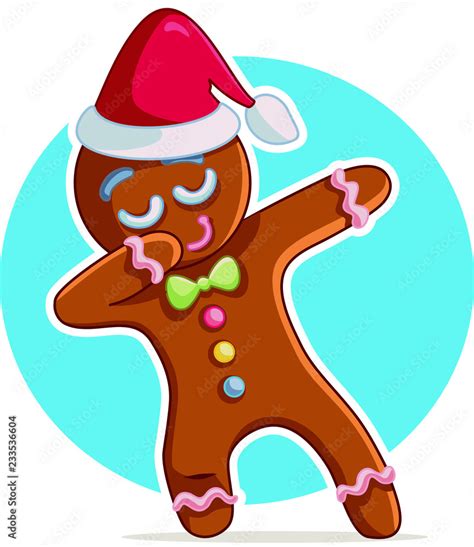 Funny Dabbing Gingerbread Man Vector Cartoon Stock Vector Adobe Stock