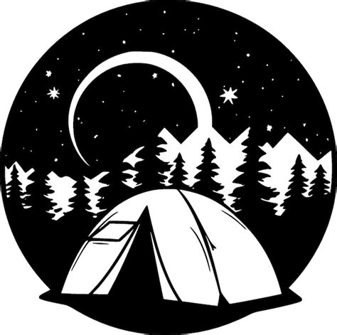 Premium Vector Camping Black And White Isolated Icon Vector Illustration