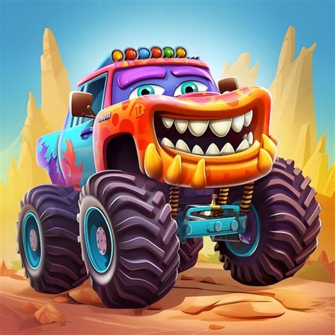 Premium AI Image | powerful Funny cartoon monster truck