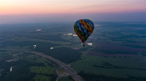 Premium Photo Color Hot Air Balloon In Sky Cloud And Sunrise