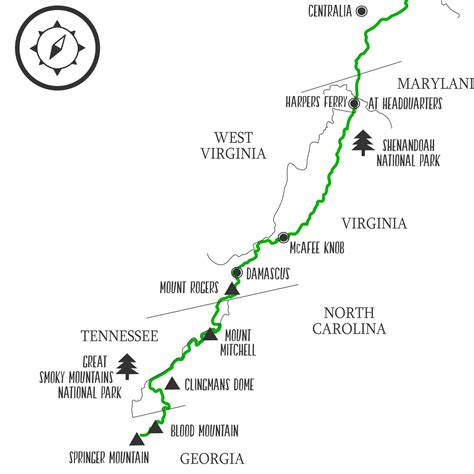 Appalachian Trail Map-appalachian Trail Hiking Map Print-appalachian ...