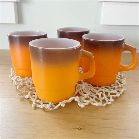 Orange Fire King Coffee Mugs Etsy