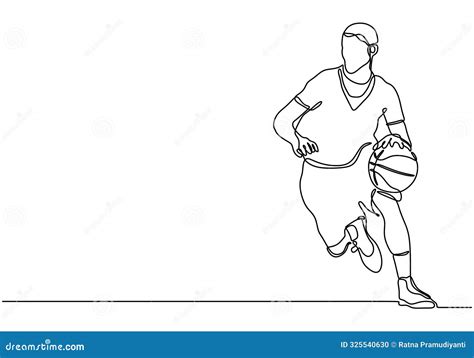 Continuous Line Drawing Of Basketball Player Dribbling Stock Vector