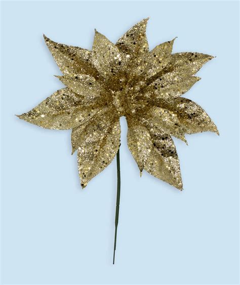 Gold Glitter Poinsettia Pick Orman Inc