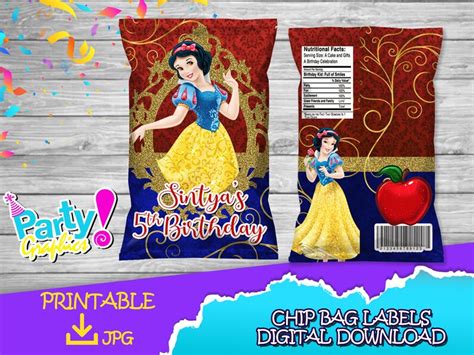 Snow White Birthday Pack Chip Bag Fruit Snacks Favor Bag Etsy