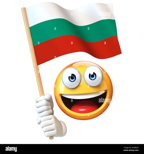 Emoji holding Bulgarian flag, emoticon waving national flag of Bulgaria ...