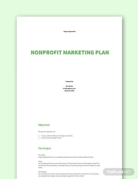 Free Nonprofit Marketing Plan Template Google Docs Word Apple Pages