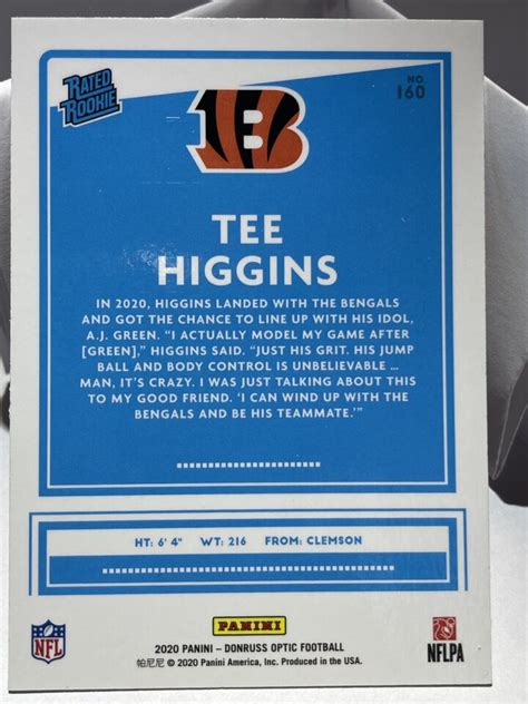 Tee Higgins Rookie Card Donruss Optic Football Rated Rookie