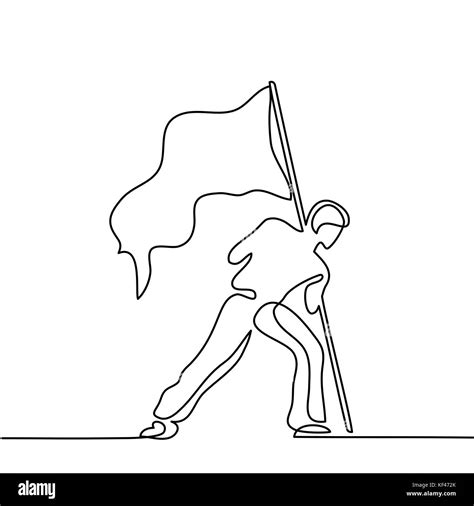 Man Holding Flag Continuous Line Drawing Stock Vector Image Art Alamy