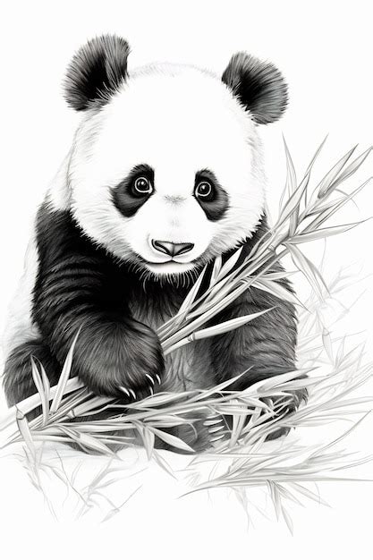 Um Urso Panda Rosto Branco E Pelo Preto E Branco Foto Premium