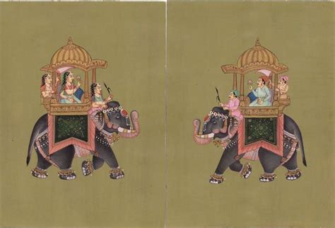 Mughal Miniature Royal Art Rare Handmade Ambabari King Elephant India Painting India Painting