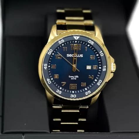 Reloj Anal Gico Seculus Con Calendario De Acero Dorado Para Hombre