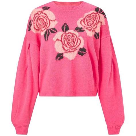 Miss Selfridge Pink Floral Intarsia Knitted Jumper 76 Liked On