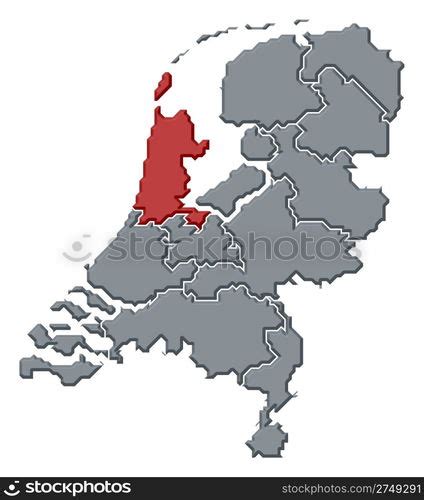 Map of Netherlands, North Holland highlighted. Political map of ...