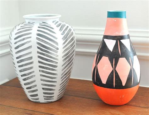 Painted Tribal Vases Boho Vases Paint Native American Pattern On A