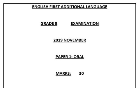 2019 English FAL Gr 9 Term 4 EXAM P1 Teacha