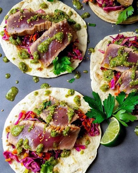 Seared Ahi Tuna Tacos Quick And Easy Give It Some Thyme Recipe