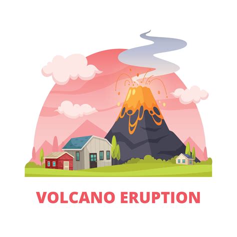 Volcano Eruption Disaster Composition Vector Illustration 3051207 ...