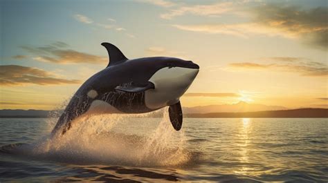 Premium AI Image A Majestic Killer Whale Leaping Out Of The Water