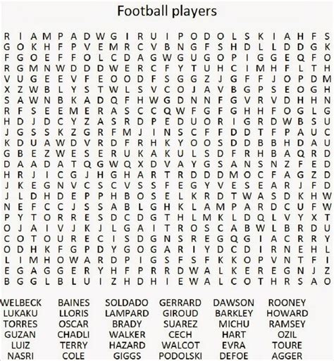 Soccer Player Word Search