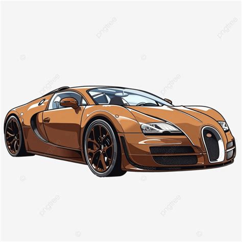 Cartoon Image Of Brown Bugatti, Art, Bugatti, Bugatti Chiron PNG Transparent Image and Clipart ...