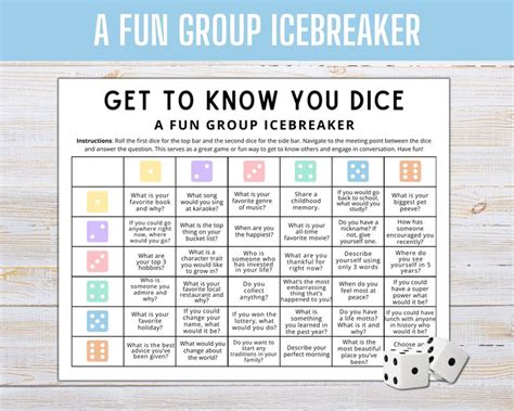 Get to Know You Game Get to Know You Dice Game Icebreaker Game Games ...