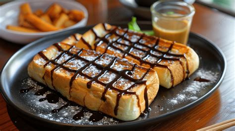 Bandung Bread Toast Or Roti Bakar Bandung With Chocolate Sauce