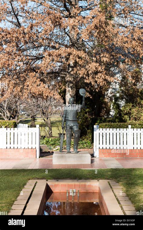 Statue of Sir Donald Bradman , cricketer at the Bradman museum in ...