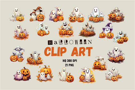 Cute Halloween Ghost Clipart Graphic by LaxmiOwl · Creative Fabrica